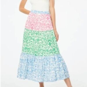 Roller Rabbit Pink, Green, and Blue Maxi Skirt